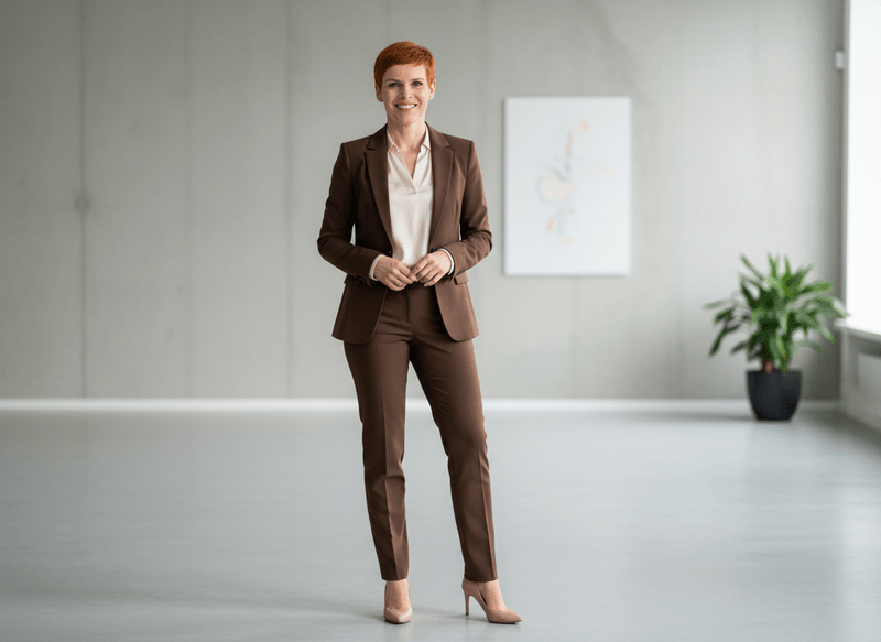 Slim Fit Anzug Braun